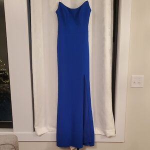Elegant Blue Strapless Prom Dress